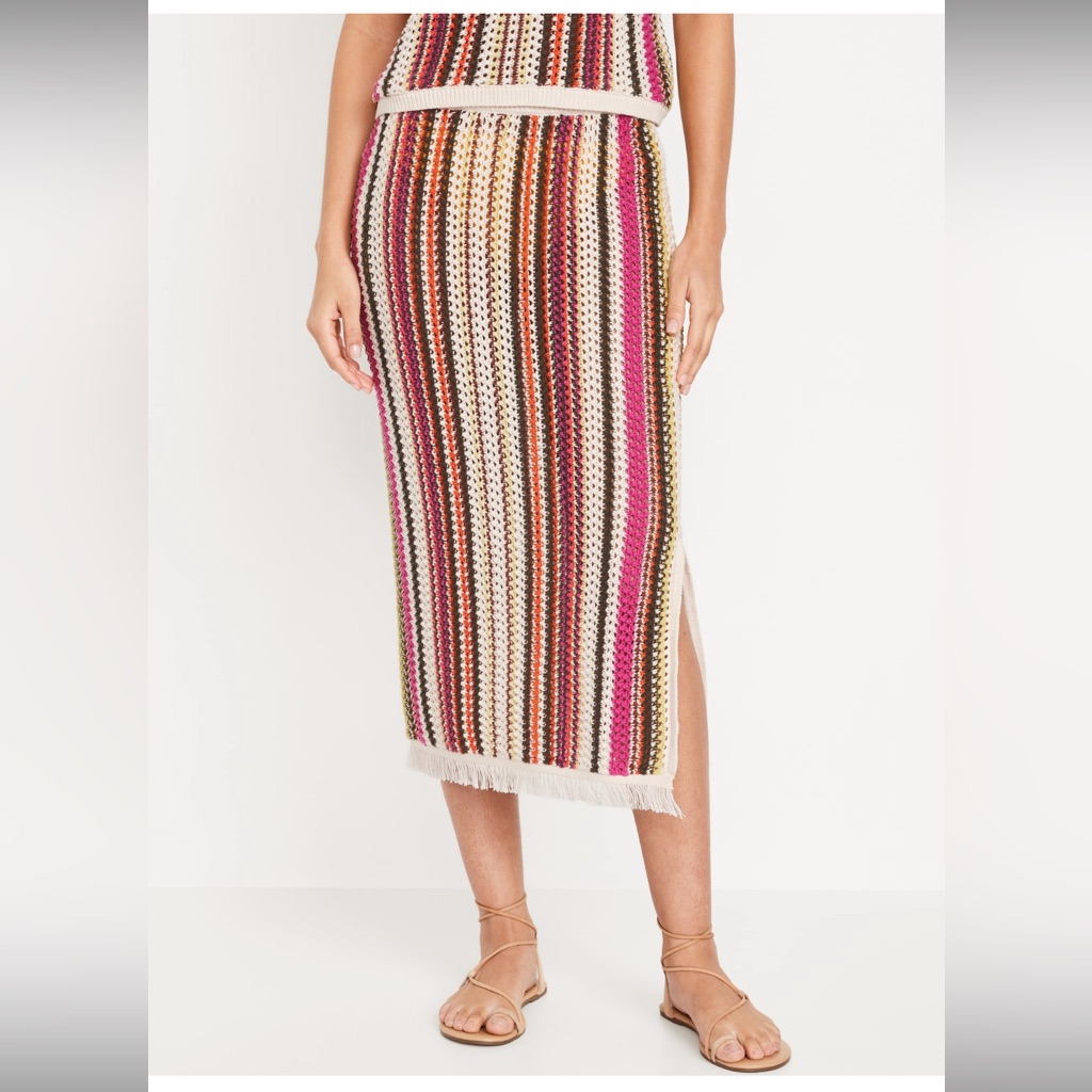 Nwt Old Navy Open Stitch Multi Stripe Skirt